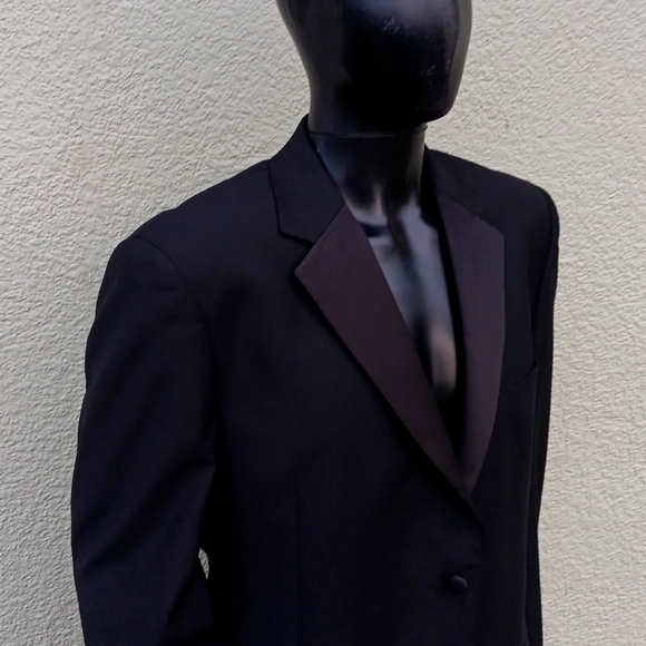 (TUX) DANIEL GRAY BLACK NOTCH LAPEL TUXEDO JACKET - Picture 3 of 17